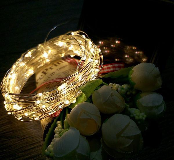 LED燈串 5米50燈銅線燈串 暖白太陽能燈串 節(jié)能防水戶外裝飾燈串