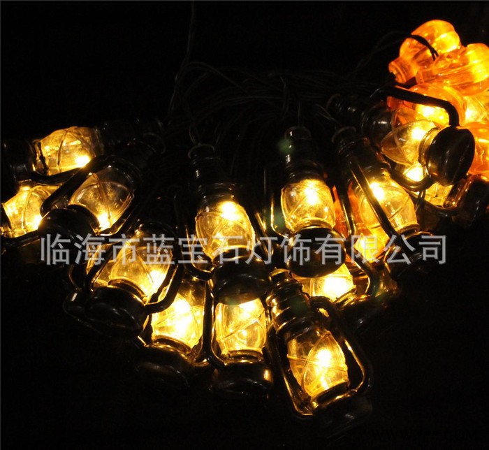 led 節(jié)日裝飾燈串 煤油燈造型 圣誕太陽能戶外防水彩燈串
