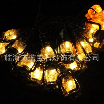 led 節(jié)日裝飾燈串 煤油燈造型 圣誕太陽能戶外防水彩燈串