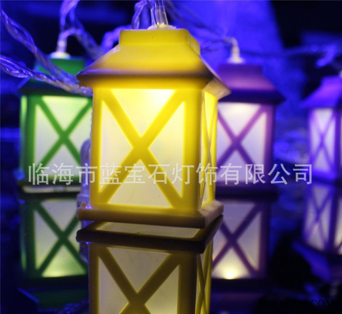 直銷LED裝飾燈串 塑料房子電池盒圣誕彩燈串 戶外太陽能燈串