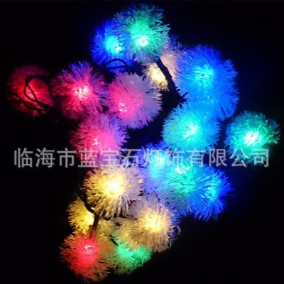 誠信直銷 太陽能LED燈串  圣誕裝飾彩燈 毛毛球雪花串燈