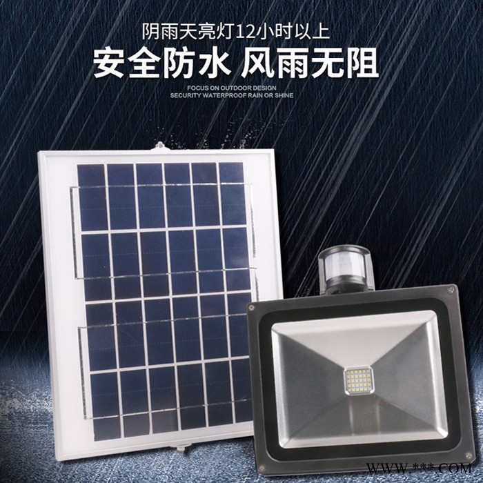 30W太陽能人體感應投光燈 led戶外防水太陽能泛光燈 太陽能樓道燈
