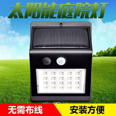 跨境新款戶(hù)外太陽(yáng)能充電鋰電池防水庭院壁燈太陽(yáng)能燈人體感應(yīng)長(zhǎng)亮