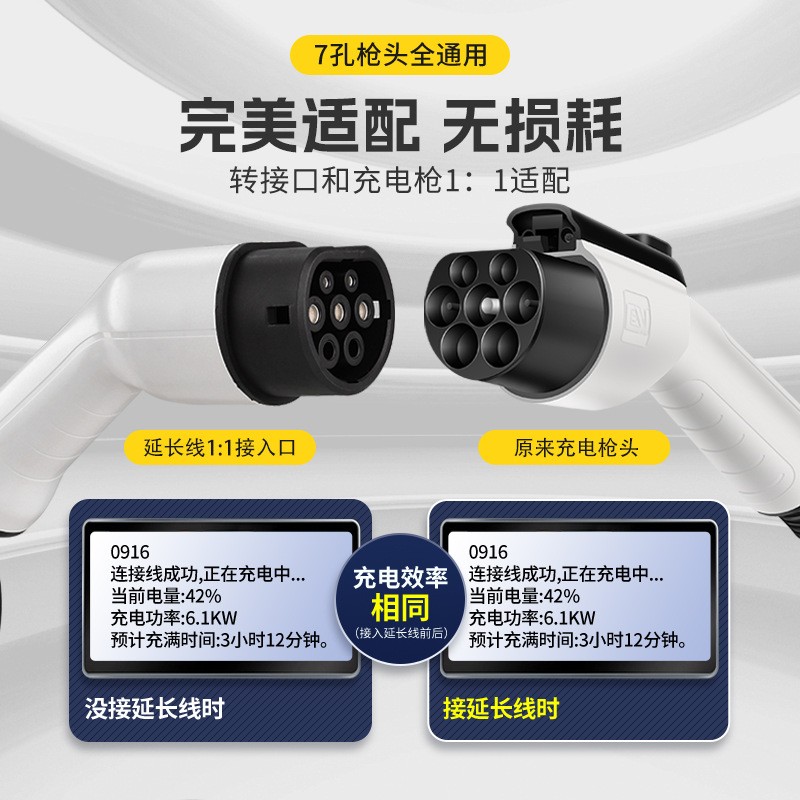 新能源車充電槍延長線 電動汽車充電樁槍公母頭3.5KW/7KW雙頭沖